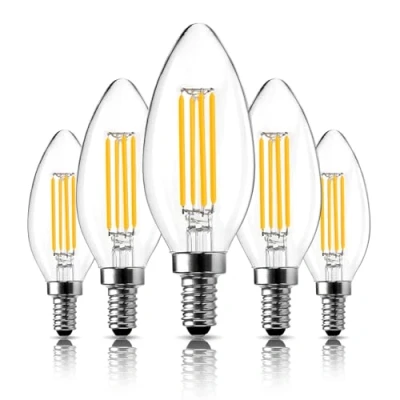 Bild av LangPlus+ E14 LED Lampa, Dimbar ljus, 4W, 40W Ekvivalent Liten Edison Skruv SES Varmt Vitt 2700K, C35 filamentlampa för Ljuskronor, Takfläktar, 5 pack