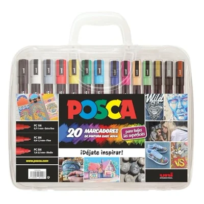 Bild av UNI Posca portfölj 20 pack akrylfärgmarkörer