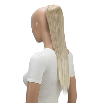 Bild av CAISHA 55cm Hårstycke Fläta Hästsvans Hårförlängning Rak Ljusblond Mix PH519
