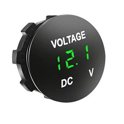 Bild av Automatisk voltmeter DC 12 V 24 med LED digital skärm, rund mini vattentät, för bil motorcykel lastbil (grön)