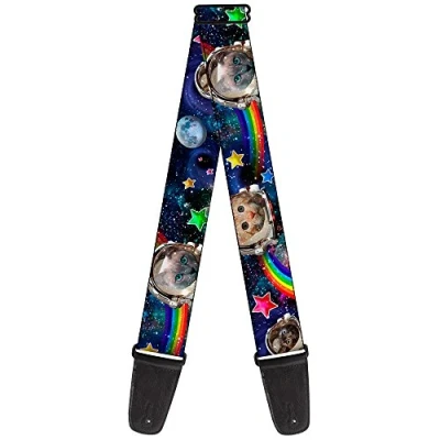 Bild av Spänne ner GS W30162 gitarrrem astronaut katter i rymden regnbågar stjärnor, 5 cm bred 73137 längd