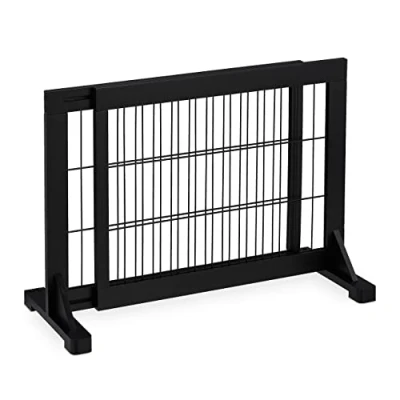 Bild av Relaxdays Avspärrgaller, utdragbart skyddsgaller, trappa och dörr, H x B 56 70 115 cm, fristående, barn hundar, svart