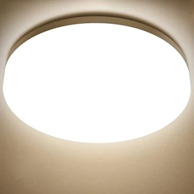 Bild av LVWIT 24W taklampa, LED taklampan IP65 Vattentät, 4000k badrumslampa, 2400 lm Neutralt vitt ljus, rund platt lamptak idealisk för kök, sovrum, balkong, hall, badrum, vardagsrum, Ø330mm
