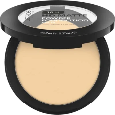 Bild av Catrice 18H HD Matte Powder Foundation, nr 020N, naken, långvarig, matt, för oren hud, vegansk, oljefri, UVA och UVB filter SPF 15, utan parfym, 1 pack (8 g)