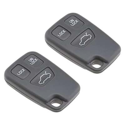 Bild av ECSiNG 2 ersättningsfodral för bilnyckel med 3 knappar, kompatibelt Volvo 850, 960, C70, S40, S60, S70, S80, S90, V40, V70, V90, XC70, XC9, set reservdelar