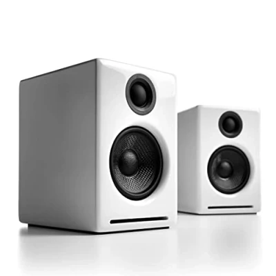 Bild av Audioengine A2+ Trådlösa Bluetooth datorhögtalare 60W högtalarsystem för hem, studio, spel med aptX Bluetooth, AUX och USB DAC Streaming Audio System (Vit, par)
