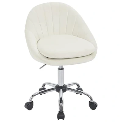 Bild av WOLTU Kontorsstol för hem, toalettstol, ergonomisk svängbar stol, höjdjusterbar skrivbordsstol med hjul, sovrum, arbetsrum, sammet, kräm, BS167 cm