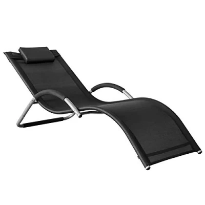 Bild av SoBuy, Gungstol, Loungestol, Utemöbler, svart, Testad för 100 kg, OGS38 SCH