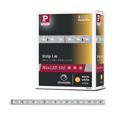 Bild av Paulmann 70581 MaxLED 500 remsa 1 m 2700 K varmvit LED obelagd 7 W ljusremsa 550 lm 72 lampor 24 V