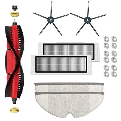 Bild av Roller Side Brush Filter Mops Kit för Xiaomi Roborock S6 S5 MAX S60 S65 S50 S55 E25 E35 dammsugare (svart)