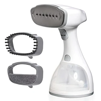 Bild av LEBENLANG Steamer Plattång med ånga (1 500 W, 300 ml, Quick &amp; Go automatik) LCD ångborste, för strykning av kläder skjortor ångstrykjärn resor strykmaskin