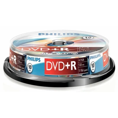 Bild av Philips DVD+R ämnen (4,7 GB data/120 minuters video, 16 x höghastighetsinspelning, 10 spindel)