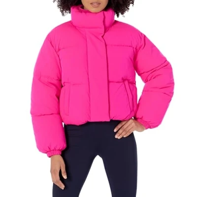 Bild av Amazon Essentials Crop Puffer jacka för kvinnor (finns i plusstorlek), neonrosa, 6X