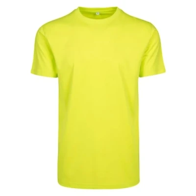Bild av Build your Brand T shirt för män, rund hals, basic herrtopp av bomull med hals finns i många färger, XS 5XL storlekar tillgängliga, Gul (fryst gul), 4XL