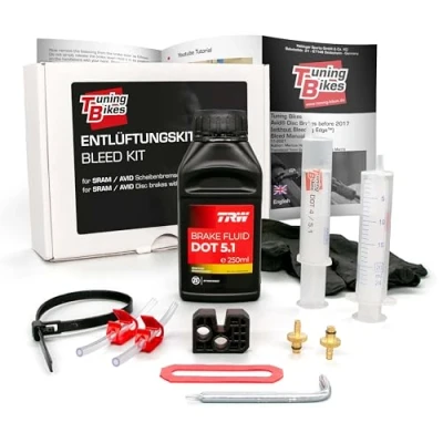 Bild av Tuning Bikes ventilationssats för SRAM/Avid hydrauliska skivbromsar servicekit inkl. DOT 5.1 bromsvätska Bleed Kit bromsar som Avid Elixir SRAM Code etc