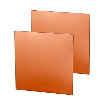 Bild av QWORK 2 stycken kopparplattor, 99 % ren kopparplåt, 1 mm tjock för metallhantverk, smycketillverkning, kretskort med mera (100 x 100 mm)
