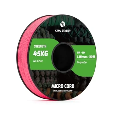 Bild av Kamu Synber Mikrosladd 1.18mm 30m Paracord Flätad Kabel för Armband, Hantverk, Nyckelringar Stöd 45 kg Fluorescerande Rosa