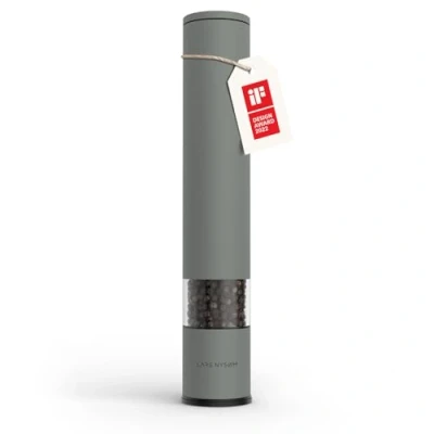 Bild av LARS NYSØM Salt Peppar Kvarn Manuell stor (28,8 cm) med justerbart keramiskt malverk från grovt till fint I Design Kryddkvarn (1 styck) (Ash Gray)