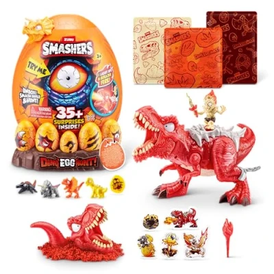 Bild av Smashers Dino Egg Hunt by ZURU, Light Up Fire Breathing Dinosaur Themed Treasure Toy, Collectable Toy for Boys and Kids (T Rex)