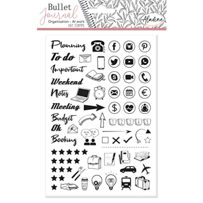 Bild av Aladine Stampo Bullet Journal ORGANISATION KONTOR 2 Skumstämpelbräda, silikonavtryck perfekt för Journal, Scrapbooking, anteckningsböcker DIY kreativ fritid