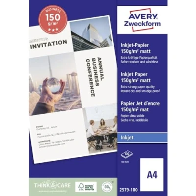 Bild av Avery Zweckform 2579 100 Superior Inkjet papper matt A4 150 g ark