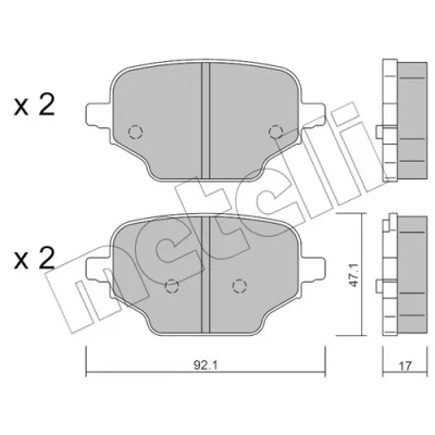 Bild av METELLI 22 1245 0 Jeu de plaquettes frein contact signal d&#039;usure exclu PEUGEOT: Partner III Van, Rifter MPV, CITROËN: Berlingo