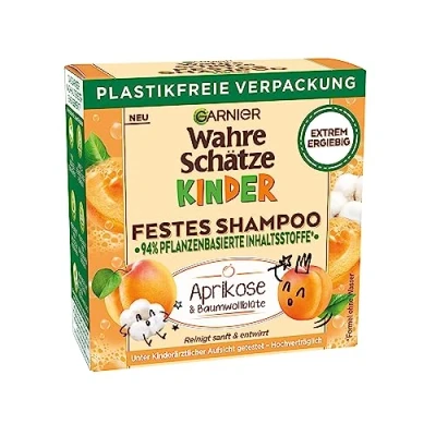 Bild av Garnier Fast barnschampo, milt vårdschampo för känsligt hår och lätt att kamma, med aprikos bomullsblomma, sanna skatter barn, 1 x 60 ml