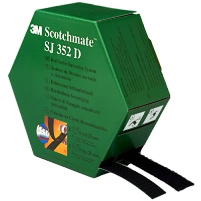 Bild av 3 m krok och slingband SJ352D, uppladdningsbart fästsystem ett enkelt alternativ till dragkedjor, skruvar, tryckknappar, krokar 2 x 25 mm 5 m, svart (1 pack)