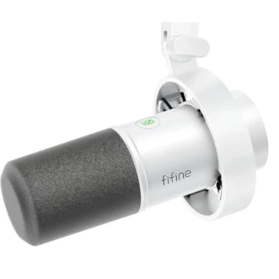 Bild av FIFINE USB/XLR Studio Micro Dynamic för PC, RGB kardioid mikrofon spel, podcasting, streaming, sändning, röstinspelning, PS4/5 Mac PC Mixer ljudkort vit