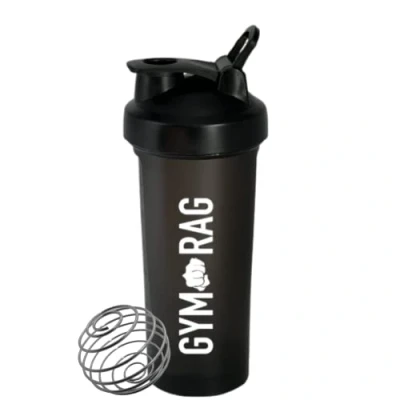 Bild av GYM RAG Proteinskakare flaska BPA fri, läckagefri 600 ml för proteinskakning med trådbollsblandare hållbar skakflaska proteinshakes, smoothies, kosttillskott mera svart