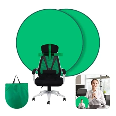 Bild av greenscreen bakgrunder, GRABADO rund grön skärmstol 142 cm, bärbar dubbelsidig vikbar rullgardin i ett, för fotografering, videospel och live överföringar (1 styck)