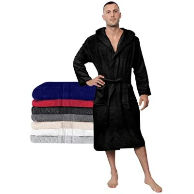 Bild av Twinzen badrock för män XS, S, M, L, XL, XXL 100% bomull (350 g/m²) OEKO TEX® certifierad med huva, 2 fickor, bälte