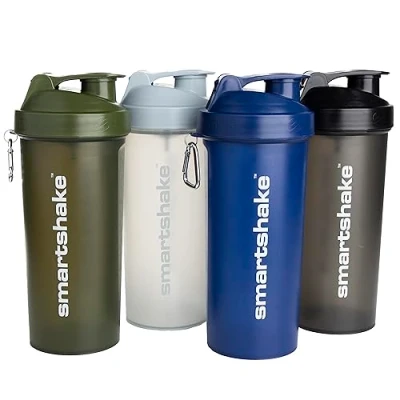 Bild av Smartshake Lite 4 pack Protein Shaker Flaska 800 ml 27 oz läckagesäker skruvlock BPA fri unisex skämtgrå, armégrön, svart, marinblå