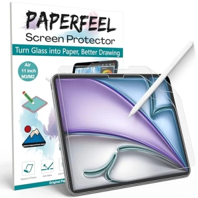 Bild av papper [2 stycken] film för iPad Air 11 tum 2024 M2 modell skyddsfilm, matt skärmskydd skrivning bländfritt, anti fingeravtryck, repfritt, enkel installation