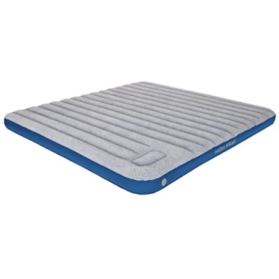 Bild av High Peak Unisex Cross Beam King extra lång luftsäng, med integrerad fotpump och halkfri funktion, ventilerande, robust, mjuk ovansida, för inomhus utomhusbruk, ljusgrå/blå, XXL