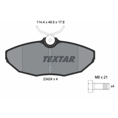 Bild av TEXTAR 2342401 Jeu de plaquettes frein non préparé pour indicateur d&#039;usure avec vis d&#039;étrier accessoires JAGUAR: S Type, XJ Berline