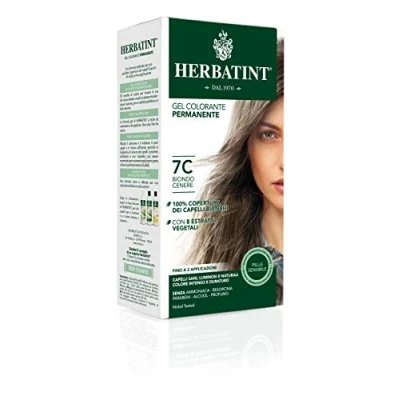 Bild av Herbatint Permanent hårfärgningsgel 7C askblond, 150 ml, utan amoniak, 100 % vitt hårskydd, för känslig hud, med 8 naturliga ekologiska extrakt