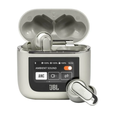 Bild av JBL Tour Pro 2 hörlur och headset I öra Trådlös Bluetooth med aktiv brusreducering, Smart Ambient teknik, 6 inbyggda mikrofoner, Legendary Sound, 40 h Autonomi, Champagnevit
