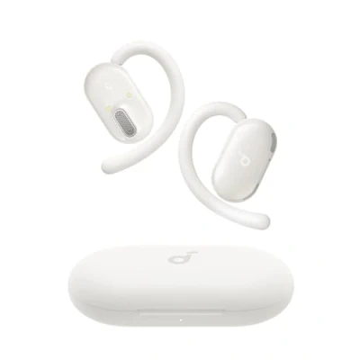 Bild av soundcore V20i av Anker Öronöppna Hörlurar, Justerbara Öronkrokar, Ultra Komfort, Snug Passform, Djup Bas, Klara Samtal, IP55, LED Lampor, 36H Speltid, Bluetooth 5.4 Hörlurar (Vit)