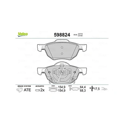 Bild av VALEO 598824 Jeu de plaquettes frein Essieu avant contact signal d&#039;usure inclus avec tôle anti bruit HONDA: Accord 7 Limousine, Tourer
