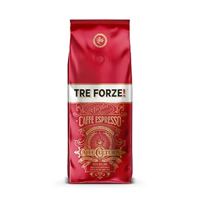Bild av TRE FORZE! Espresso Caffè 1 kg espressobönor, traditionell rostning över olivved, handgjord premium kaffebönor för helautomatisk och filterhållare