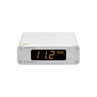 Bild av TOPPING D10B DAC kompakt, balanserad symmetrisk, ES9038Q2M, USB gränssnitt XMOS XU208, PCM 32bit 384kHz och DSD256, silverfärg