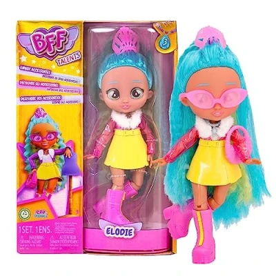 Bild av BFF BY CRY BABIES Docka med långt hår, tygkläder och 9 tillbehör Elodie dockdocka leksakspresent för pojkar flickor + 3 år