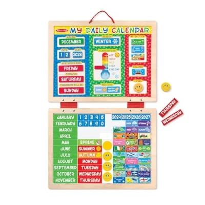 Bild av Melissa &amp; Doug Min första magnetiska dagliga kalender Trä Leksak Barnens Utvecklingsleksak Kognitiva färdigheter 2+ år Present till pojke eller flicka