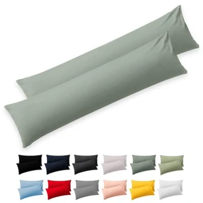 Bild av Blumtal Kuddfodral för sidosovare 40 x 145 (set med 2 Kuddfodral) Ljusgrön 100% Bomull, Oeko Tex certifierad, kuddar sidosovare, blixtlås