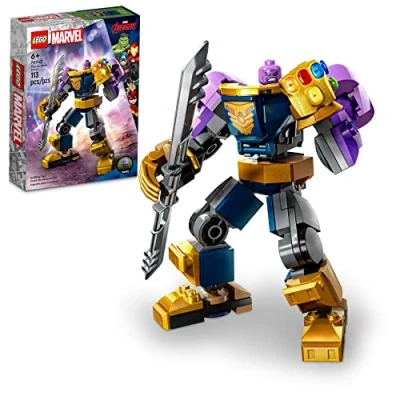 Bild av LEGO Marvel Thanos Mech Armor 76242, Avengers actionfigurset, byggleksak med oändlighetshandske och stenar, samlarobjekt superhjältegåva för pojkar flickor i åldrarna 6 plus