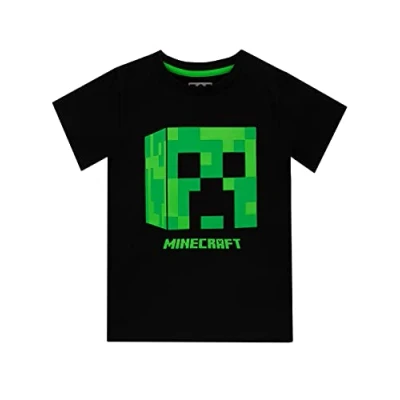 Bild av Minecraft T shirt pojkar barn sprites tecken kortärmad blå topp, Grön, 158 cm