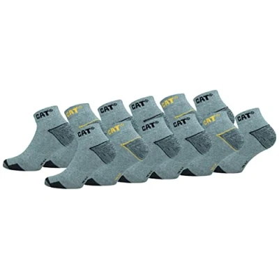 Bild av Caterpillar 12 par Sneaker Work ankel längd strumpor Heel Toe förstärkning Arch stöd Bomull (Melange Grey, 43 46)