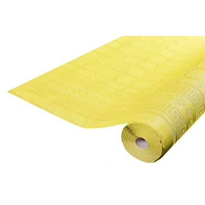 Bild av Pro Nappe Ref R480620I 12 engångsdukar damastpapper i en rulle 6 m x bredd 1,20 gul färg universellt elegant och klassiskt