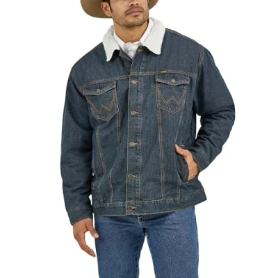 Bild av Wrangler herr fodrad jeansjacka i västerländsk stil, Denim/Rustic Sherpa, XL